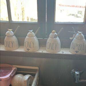 Rae Dunn White Honey and Bumble Jar Collection